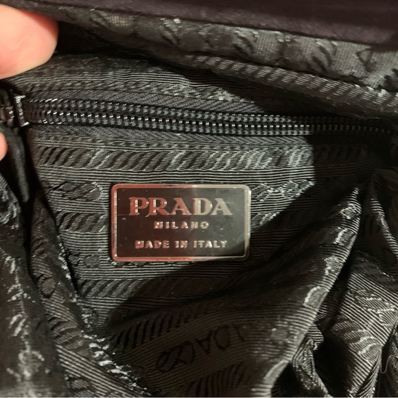 PRADA "zaffiro" blue-black SUEDED LEATHER top handle bag - Picture 6 of 12